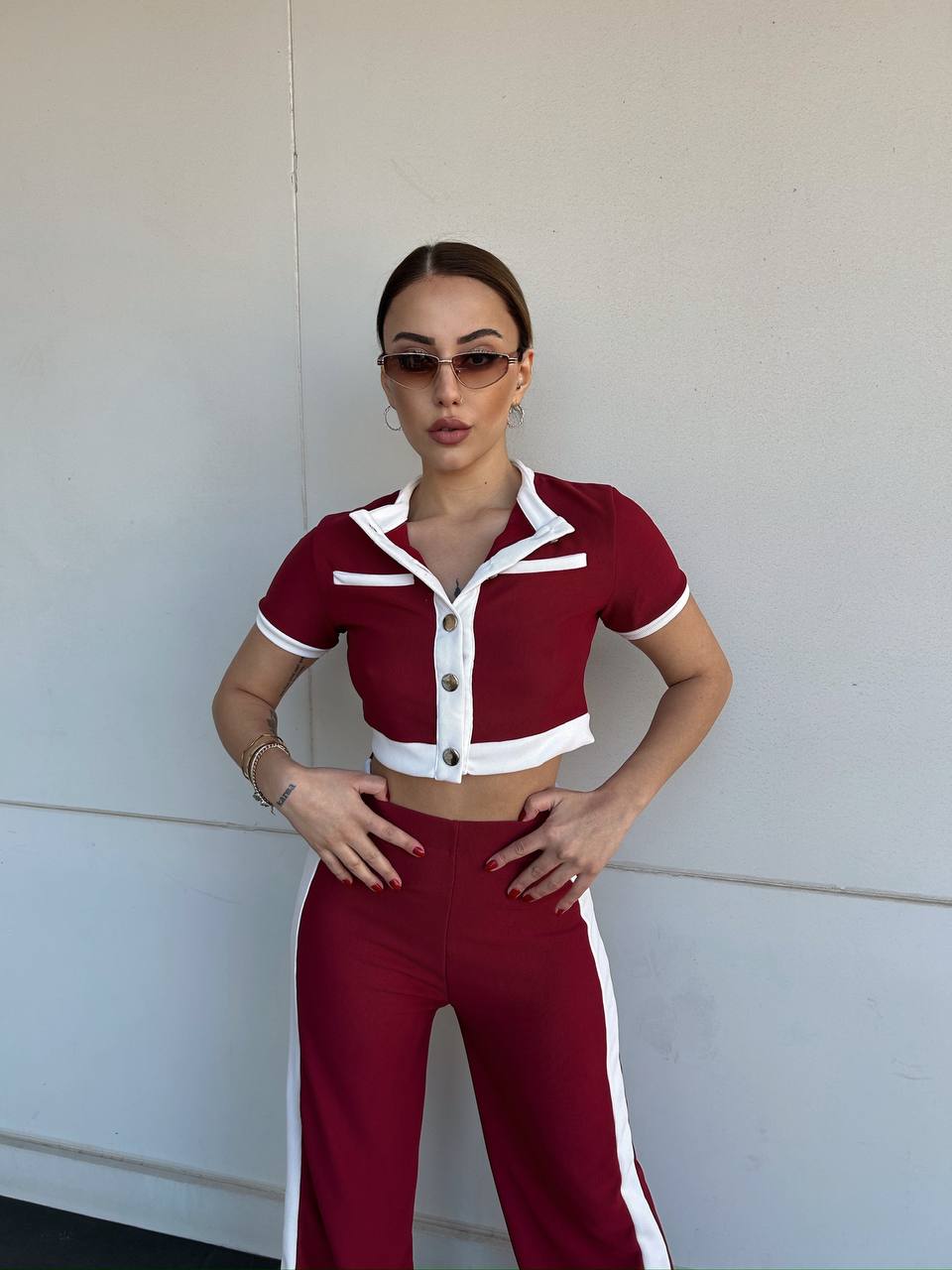 Kırmızı Kadın Crop Yelek