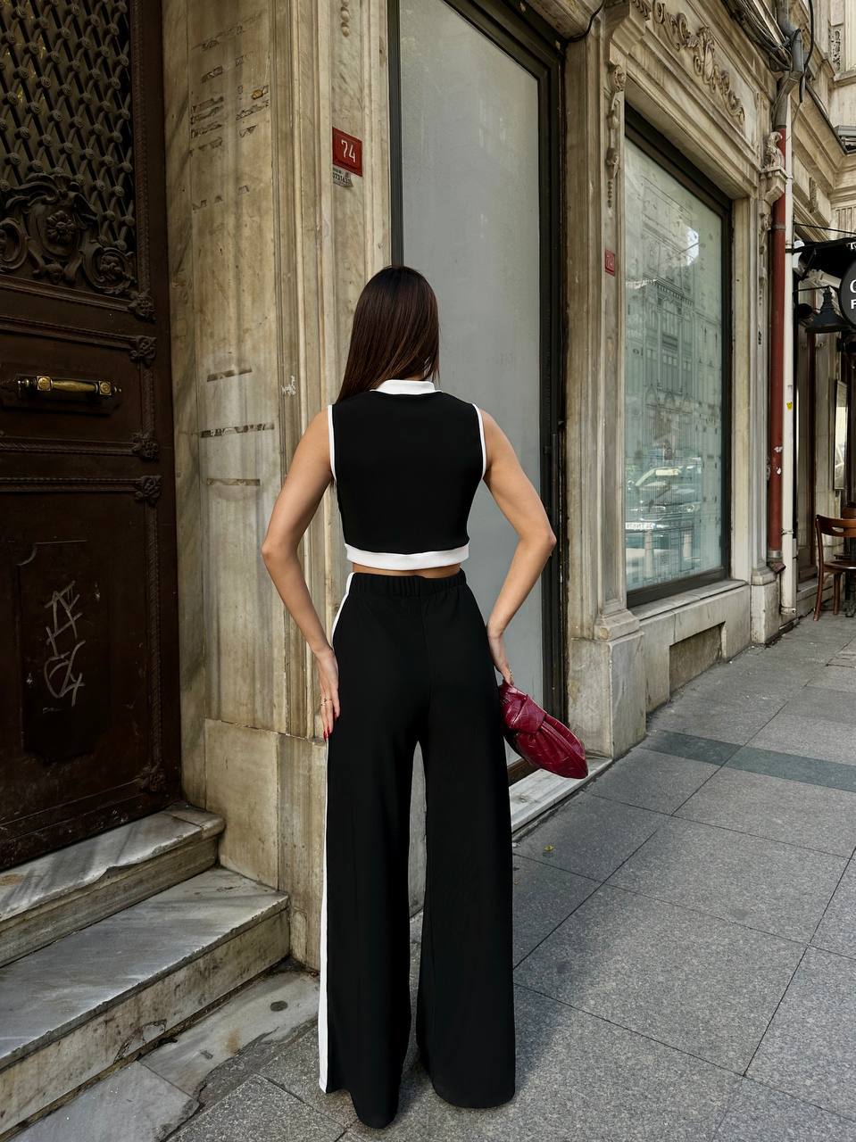 Siyah Kadın Bol Paça Pantolon