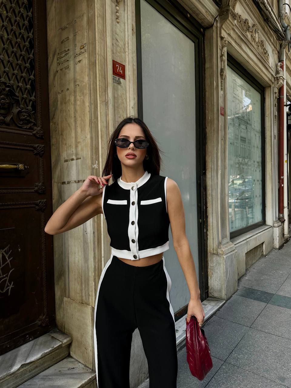 Siyah Kadın Bol Paça Pantolon