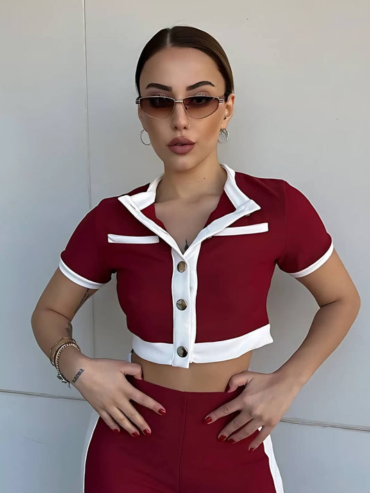 Kırmızı Kadın Crop Yelek