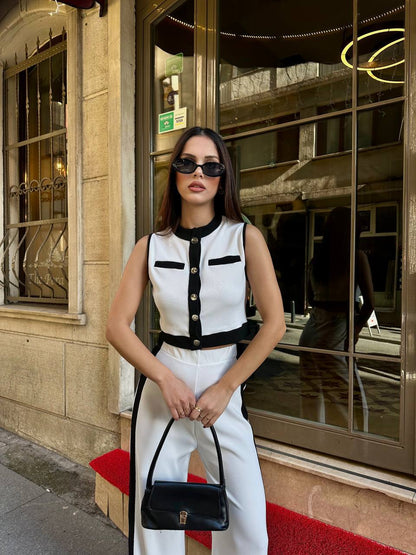 Beyaz Kadın Crop Yelek