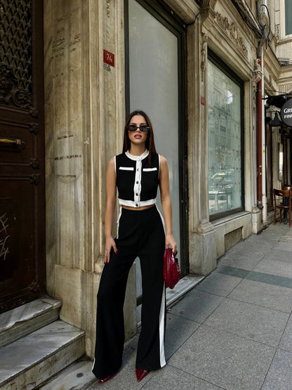 Siyah Kadın Crop Yelek