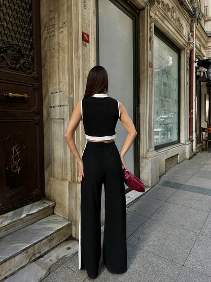 Siyah Kadın Crop Yelek