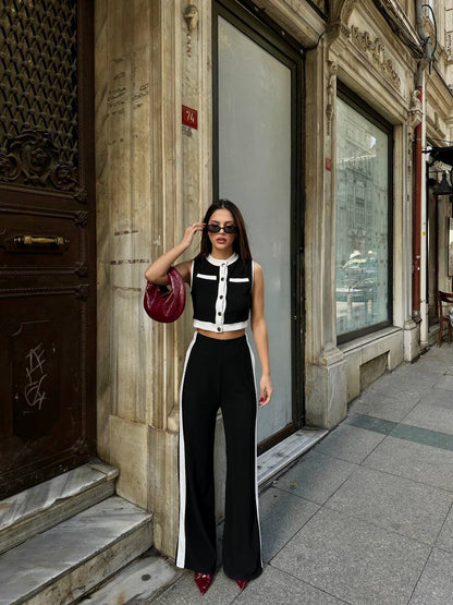 Siyah Kadın Crop Yelek